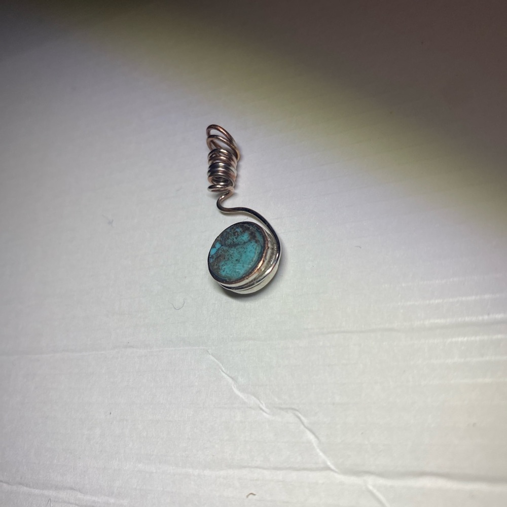 Turquoise Wire Wrapped Pendant - Picture 3 of 4